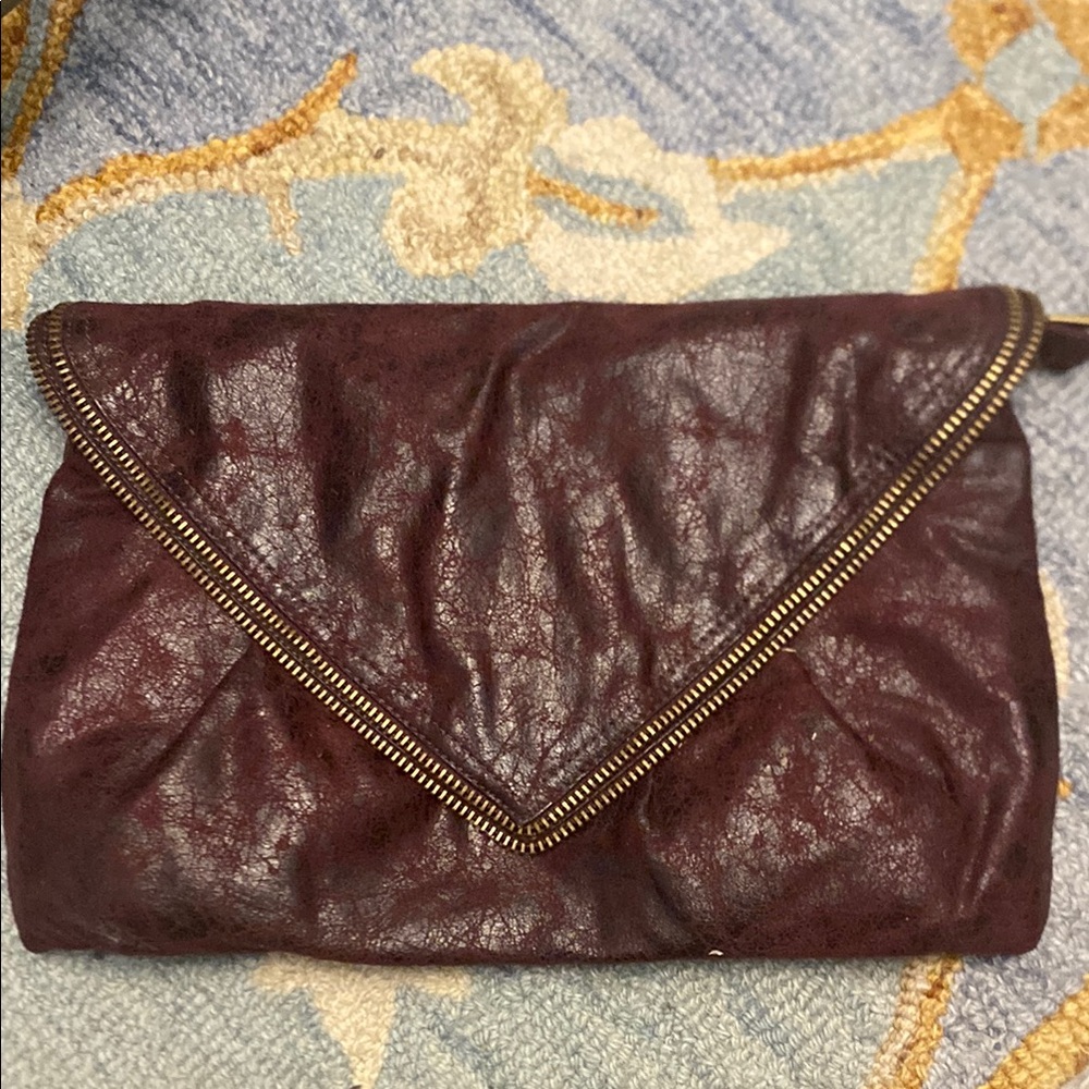 Matt & Nat Brown Clutch with Triangular Flap Design